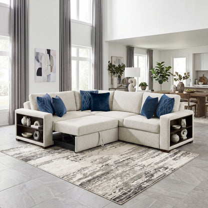 Isla 3-Piece Sectional with Pull-out Bed and Click Motion Back