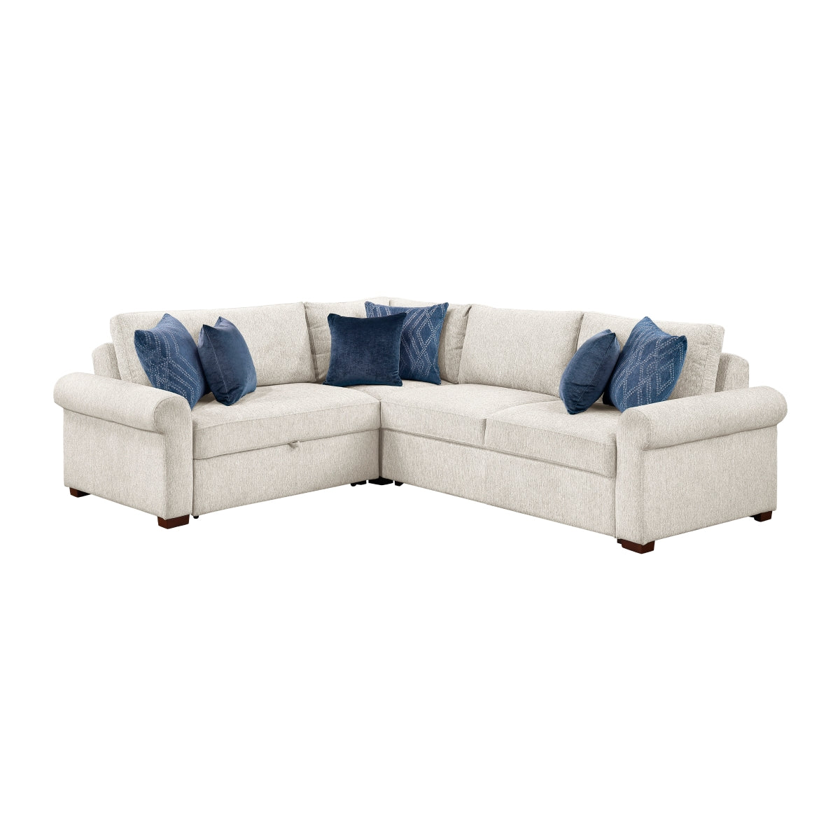 Isla 3-Piece Sectional with Pull-out Bed and Click Motion Back
