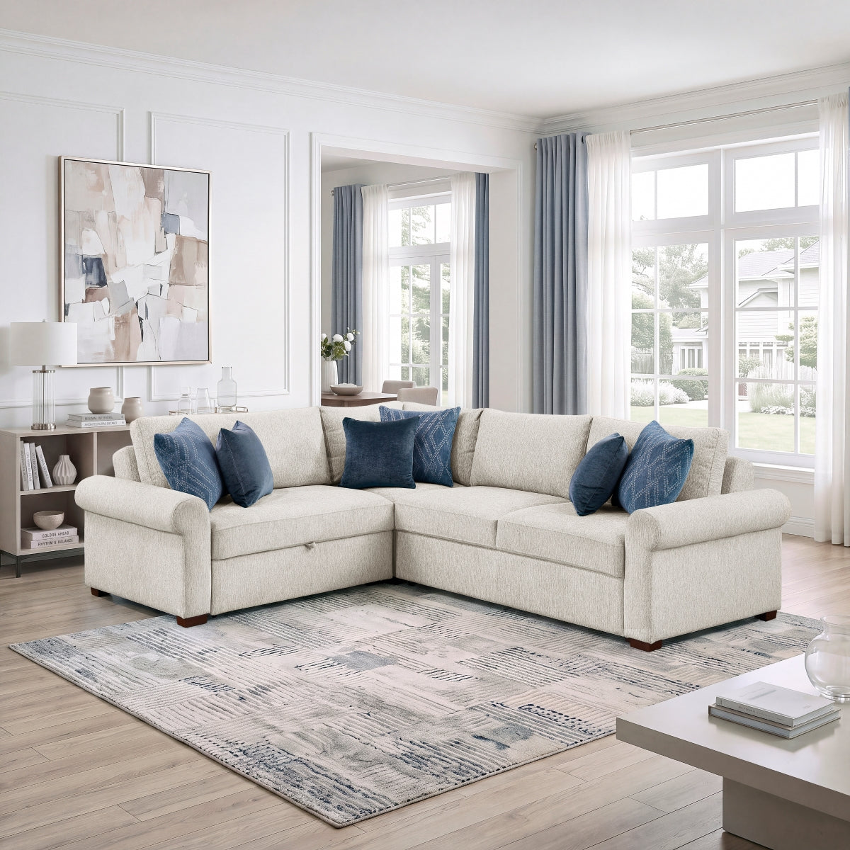 Isla 3-Piece Sectional with Pull-out Bed and Click Motion Back