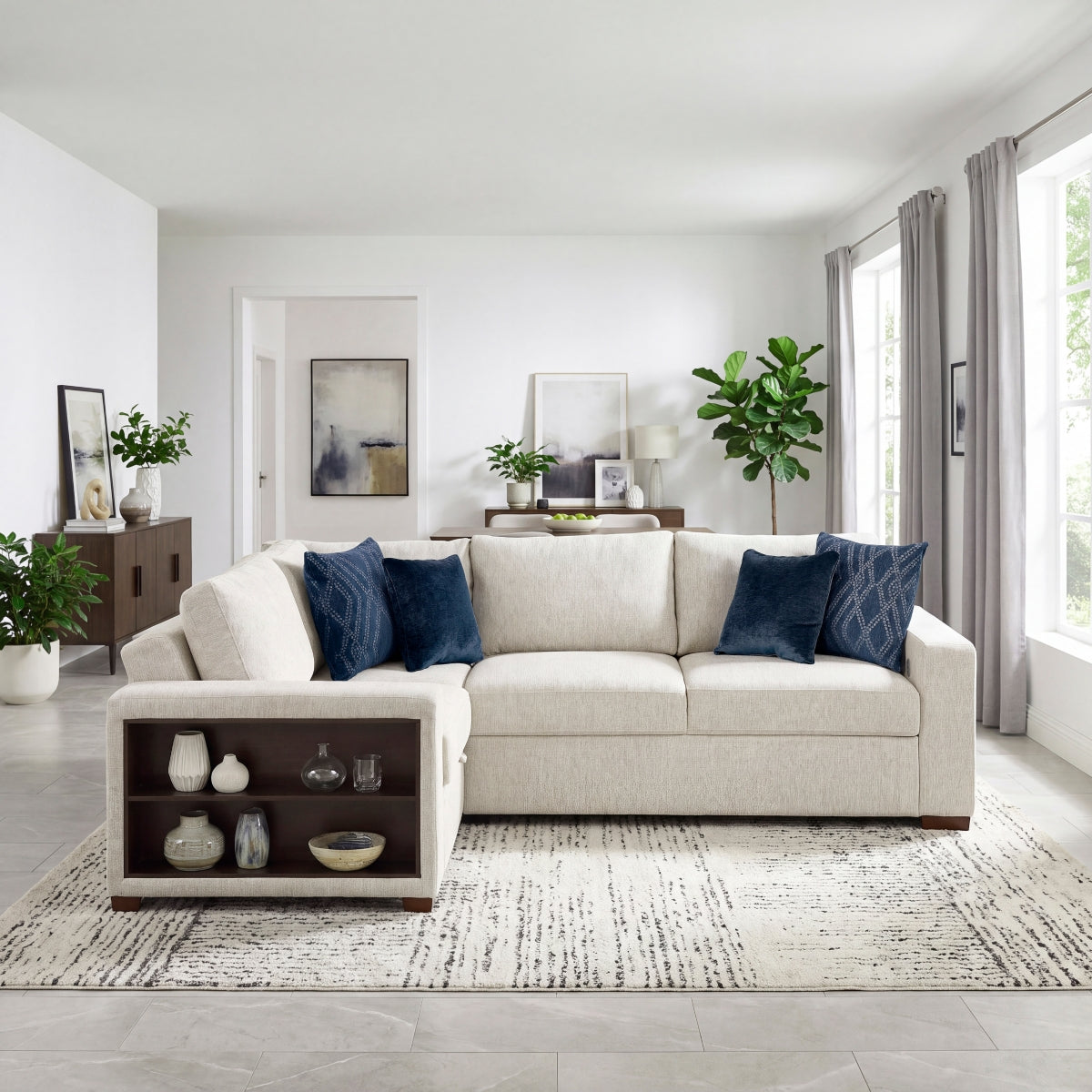 Isla 3-Piece Sectional with Pull-out Bed and Click Motion Back