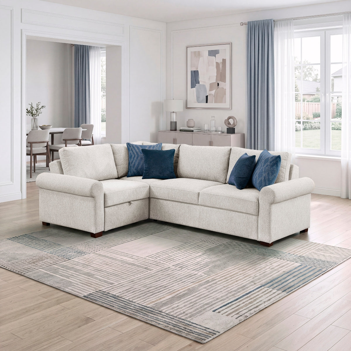 Isla 3-Piece Sectional with Pull-out Bed and Click Motion Back