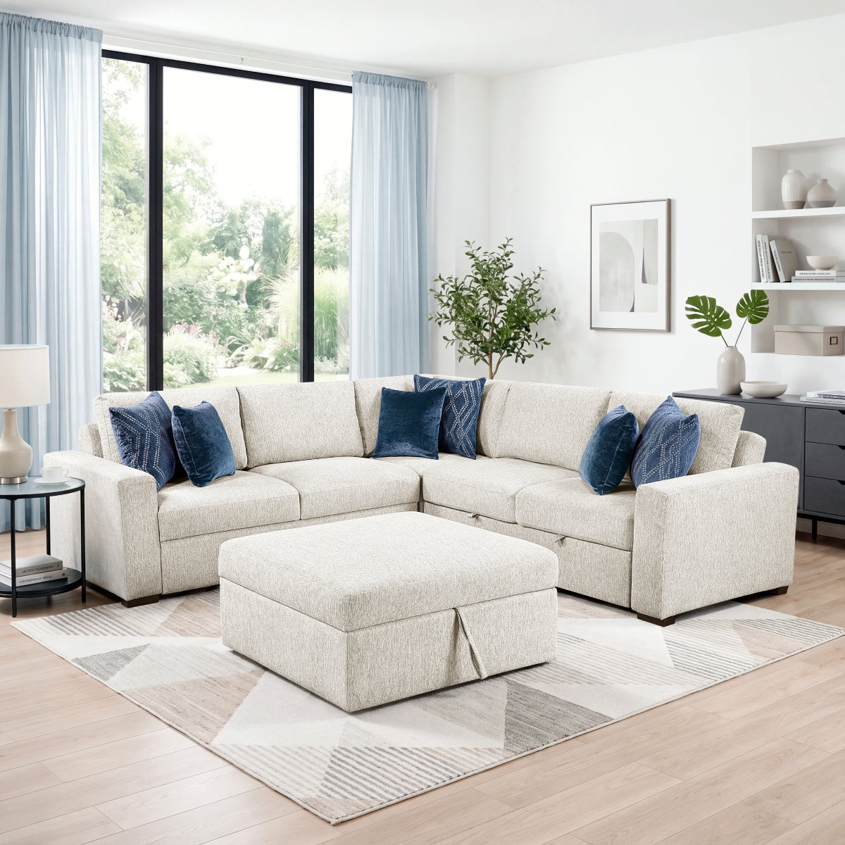 Isla 4-Piece Sectional with Pull-out Bed and Ottoman
