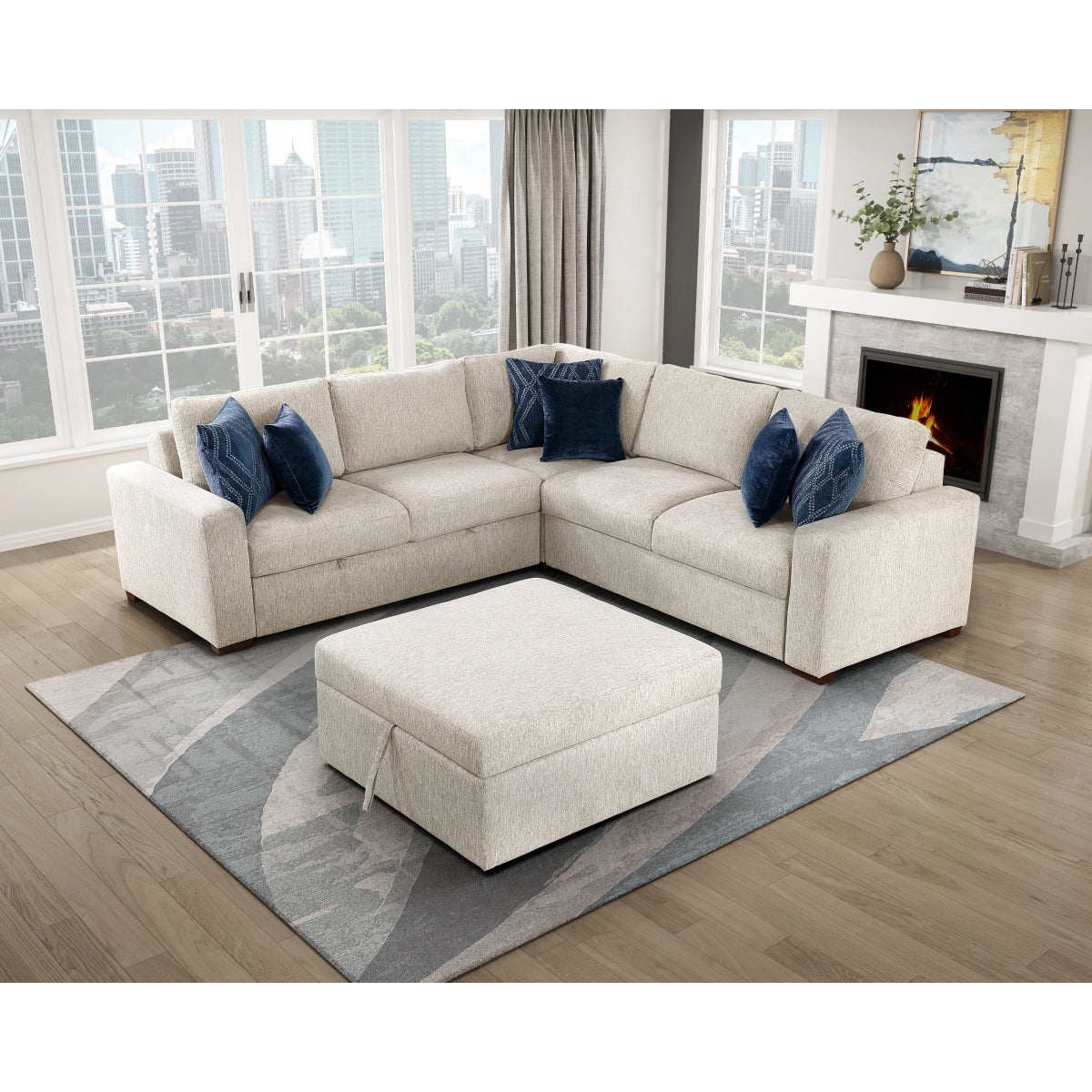 Isla 4-Piece Sectional with Pull-out Bed and Ottoman