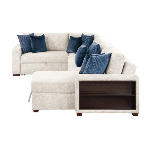 Isla 4-Piece Sectional with Reversible Chaise, Pull-out Bed, Hidden Storage and Click Motion Back