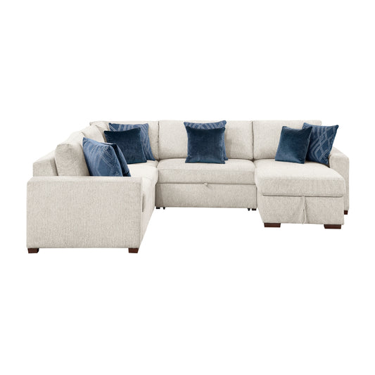 Isla 4-Piece Sectional with Reversible Chaise, Pull-out Bed, Hidden Storage and Click Motion Back