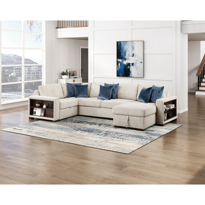 Isla 4-Piece Sectional with Reversible Chaise, Pull-out Bed, Hidden Storage and Click Motion Back