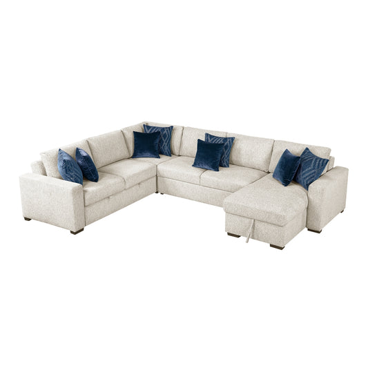 Isla 4-Piece Sectional with Reversible Chaise, Pull-out Bed and Hidden Storage