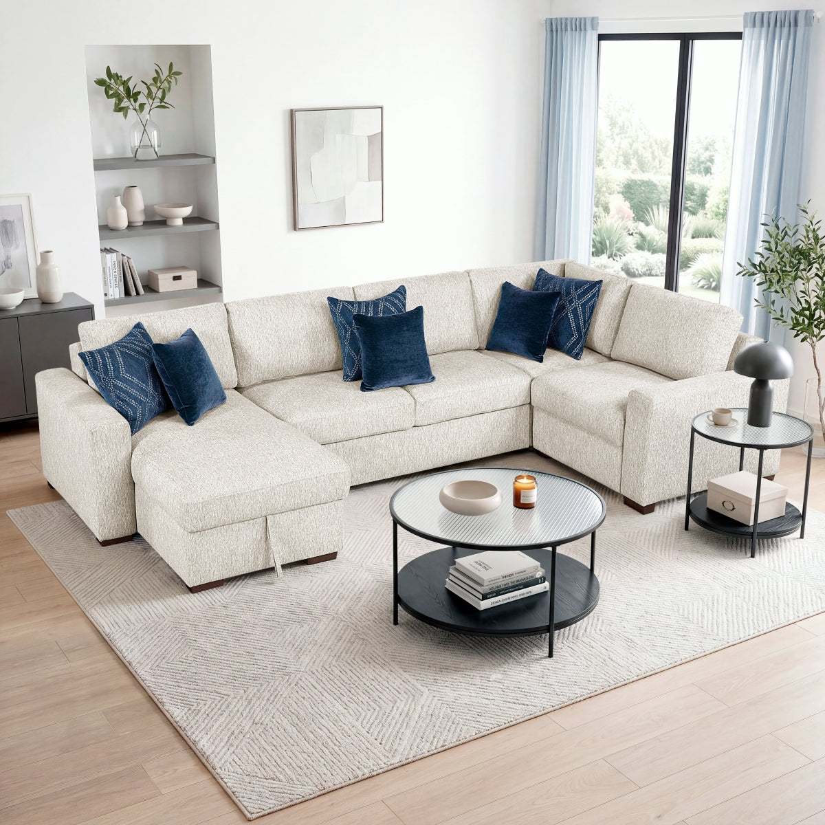 Isla 4-Piece Sectional with Convertible and Reversible Chaise, Hidden Storage, Click Motion Back