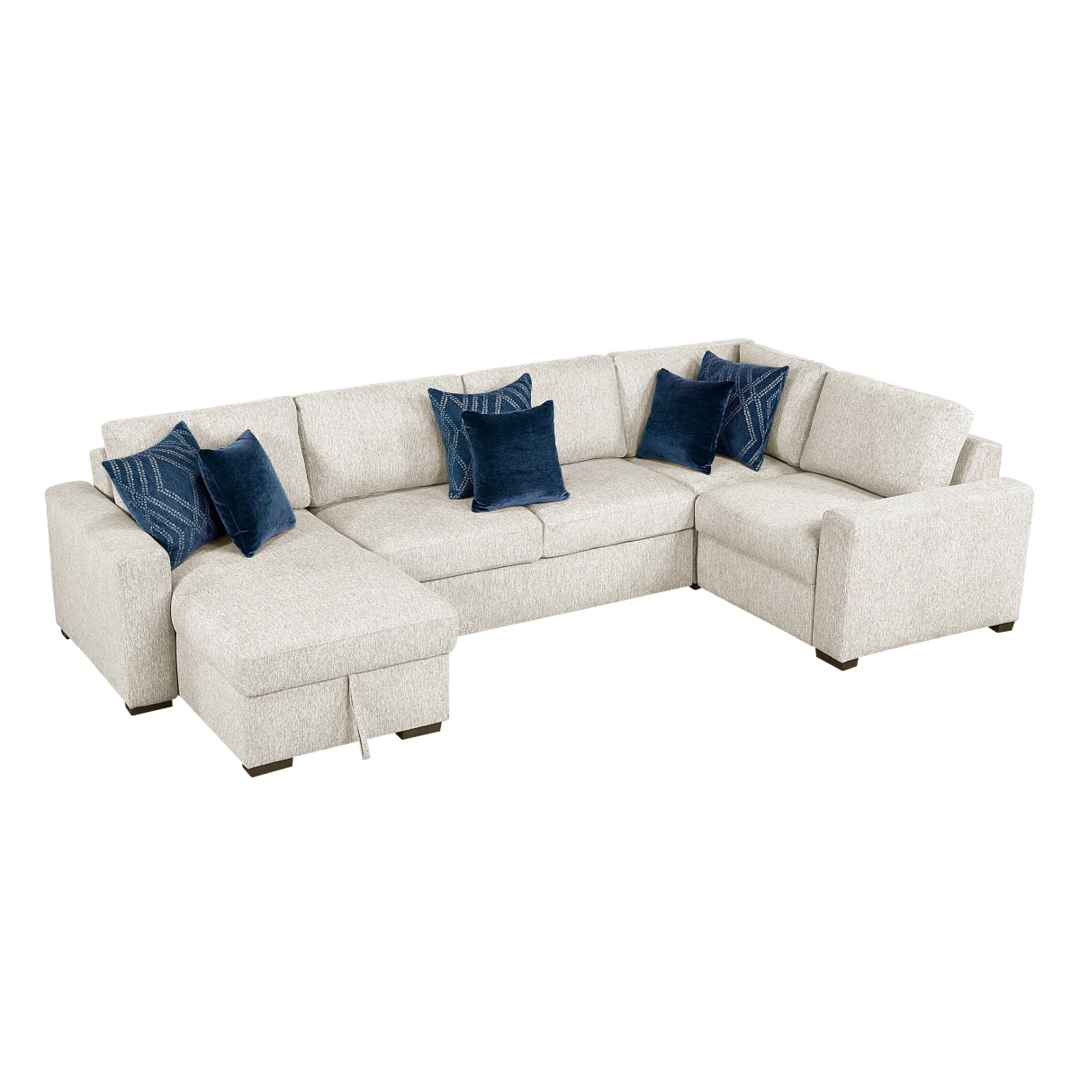 Isla 4-Piece Sectional with Convertible and Reversible Chaise, Hidden Storage, Click Motion Back