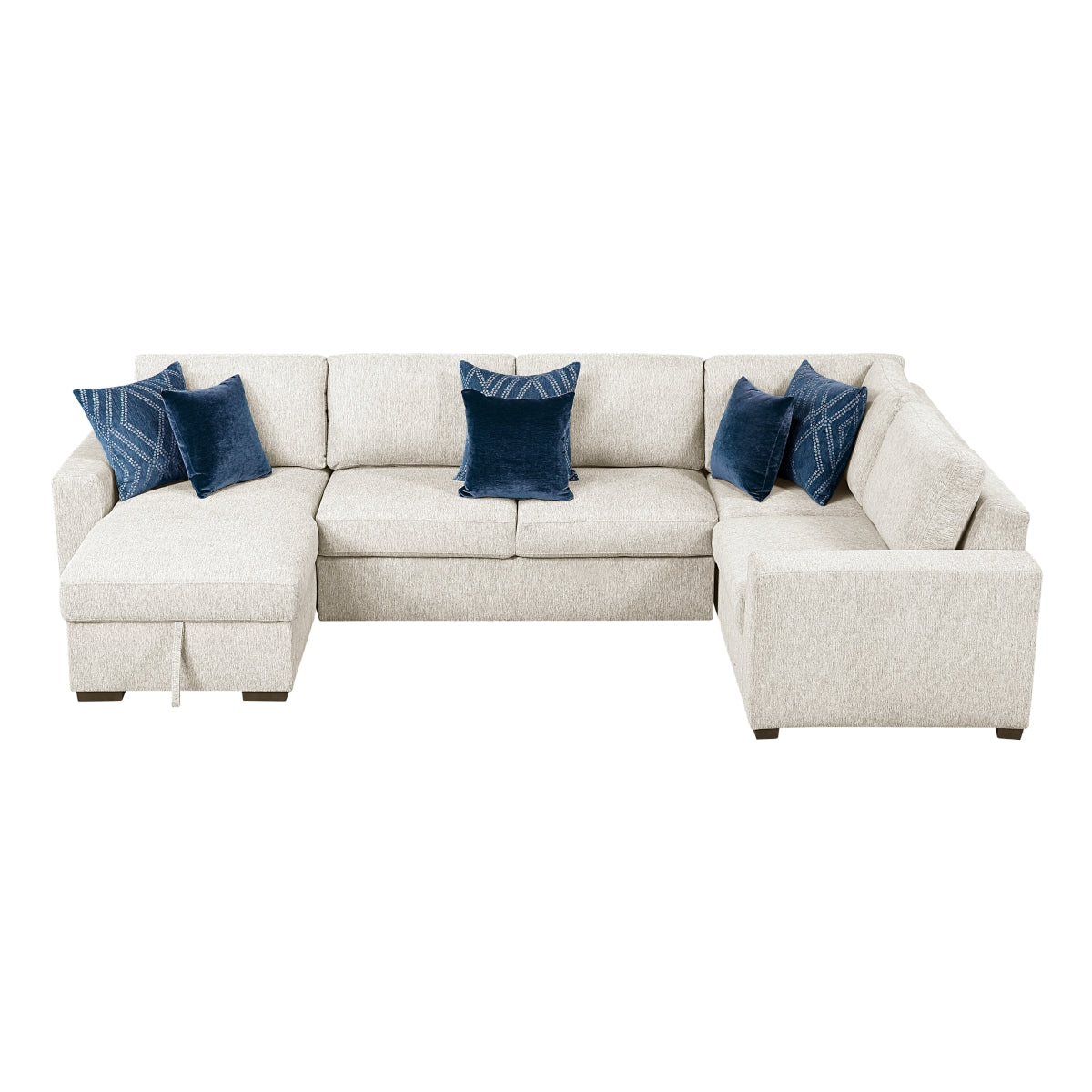 Isla 4-Piece Sectional with Convertible and Reversible Chaise, Hidden Storage, Click Motion Back