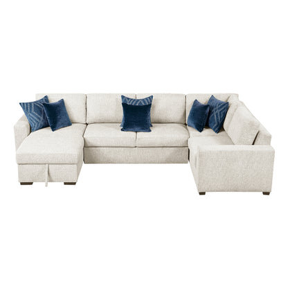 Isla 4-Piece Sectional with Convertible and Reversible Chaise, Hidden Storage, Click Motion Back