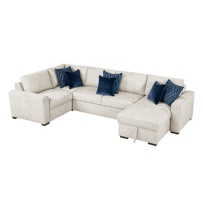Isla 4-Piece Sectional with Convertible and Reversible Chaise, Hidden Storage, Click Motion Back