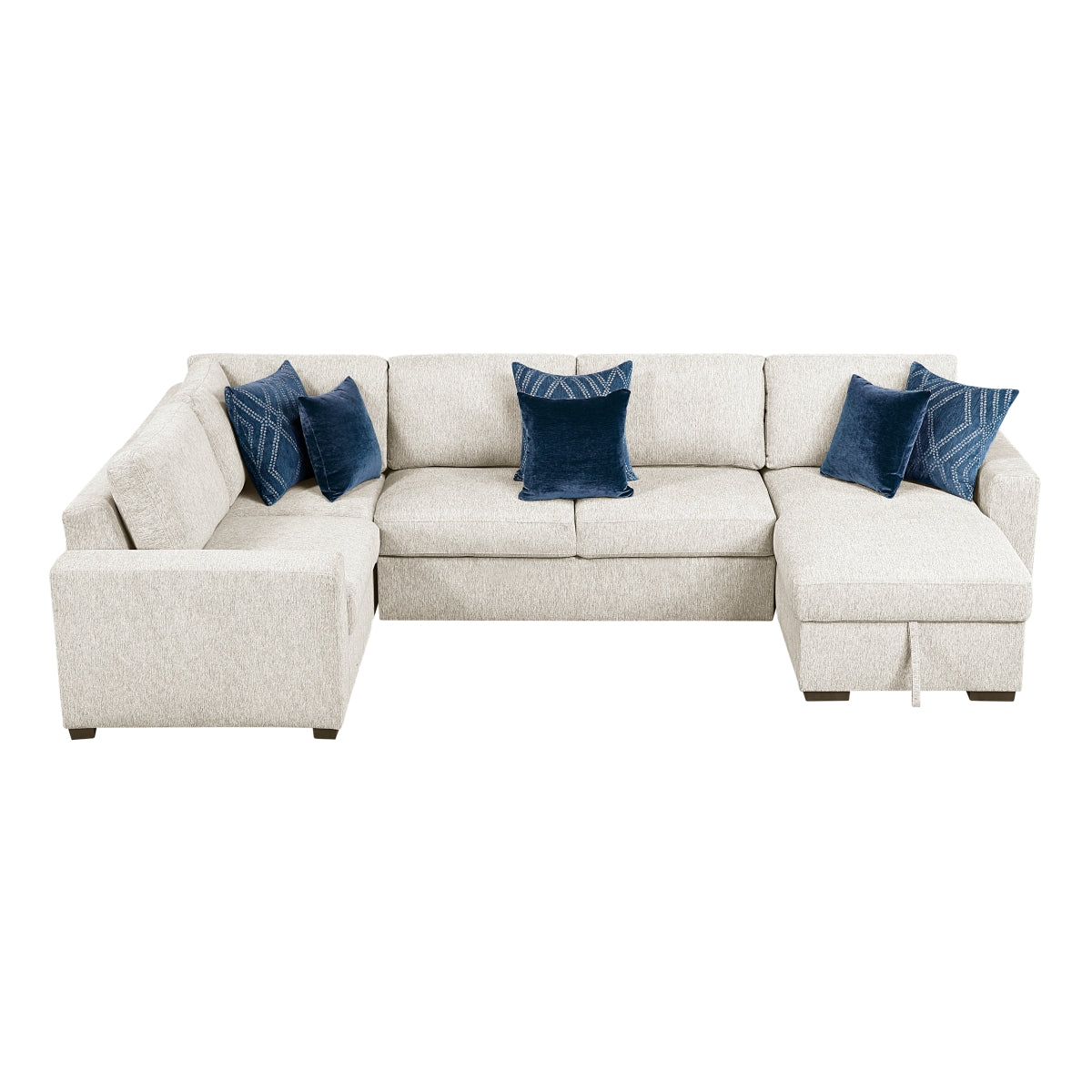 Isla 4-Piece Sectional with Convertible and Reversible Chaise, Hidden Storage, Click Motion Back