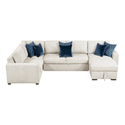 Isla 4-Piece Sectional with Convertible and Reversible Chaise, Hidden Storage, Click Motion Back
