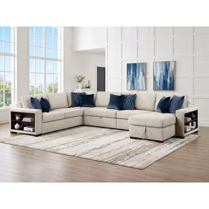 Isla 5-Piece Sectional with Reversible Chaise, Pull-out Bed, Hidden Storage and Click Motion Back