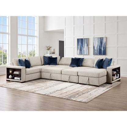 Isla 5-Piece Sectional with Reversible Chaise, Pull-out Bed, Hidden Storage and Click Motion Back