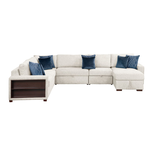 Isla 5-Piece Sectional with Reversible Chaise, Pull-out Bed, Hidden Storage and Click Motion Back