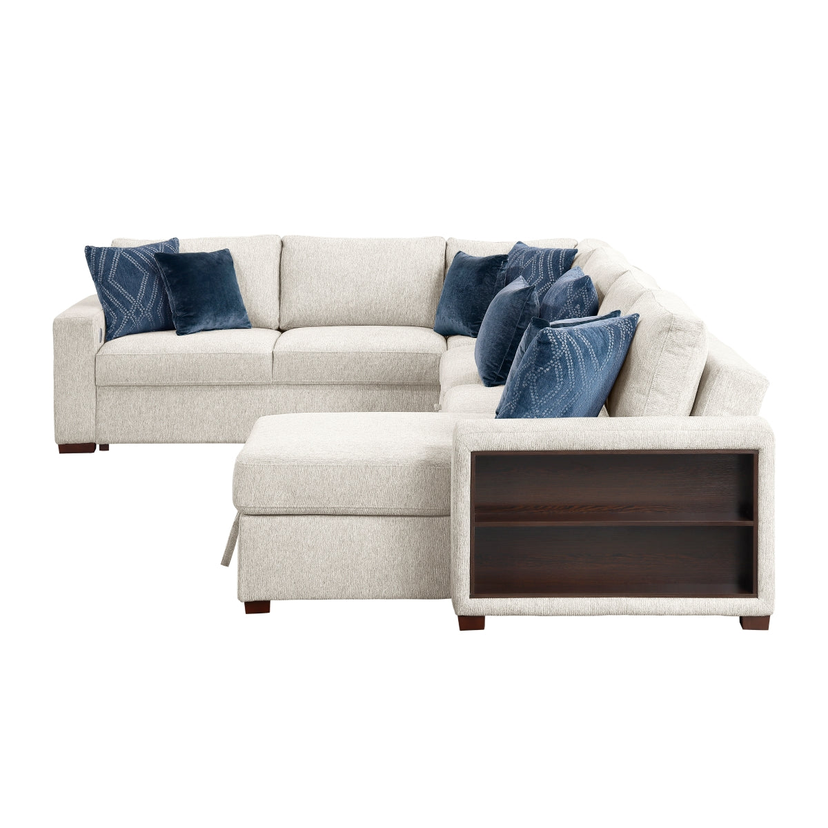 Isla 5-Piece Sectional with Reversible Chaise, Pull-out Bed, Hidden Storage and Click Motion Back