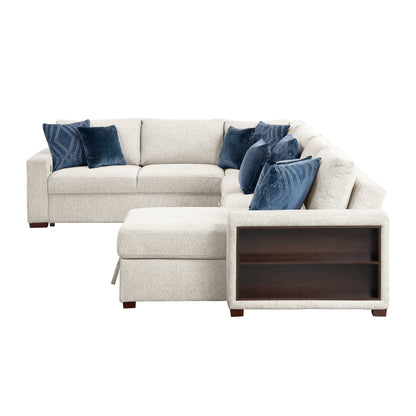 Isla 5-Piece Sectional with Reversible Chaise, Pull-out Bed, Hidden Storage and Click Motion Back