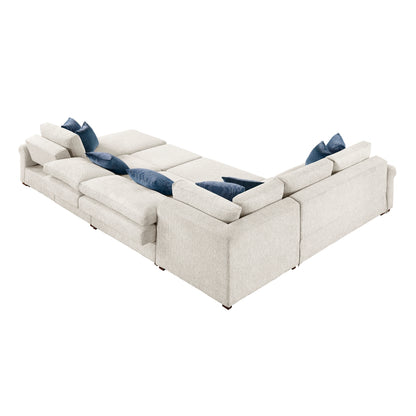 Isla 5-Piece Sectional with Reversible Chaise, Pull-out Bed, Hidden Storage and Click Motion Back