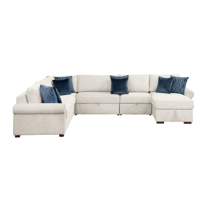 Isla 5-Piece Sectional with Reversible Chaise, Pull-out Bed, Hidden Storage and Click Motion Back