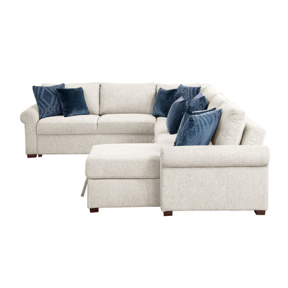 Isla 5-Piece Sectional with Reversible Chaise, Pull-out Bed, Hidden Storage and Click Motion Back