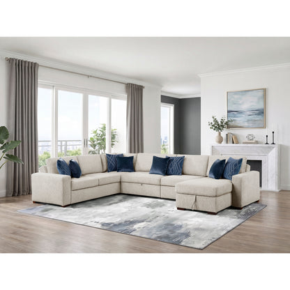 Isla 5-Piece Sectional with Reversible Chaise, Pull-out Bed, Hidden Storage and Click Motion Back