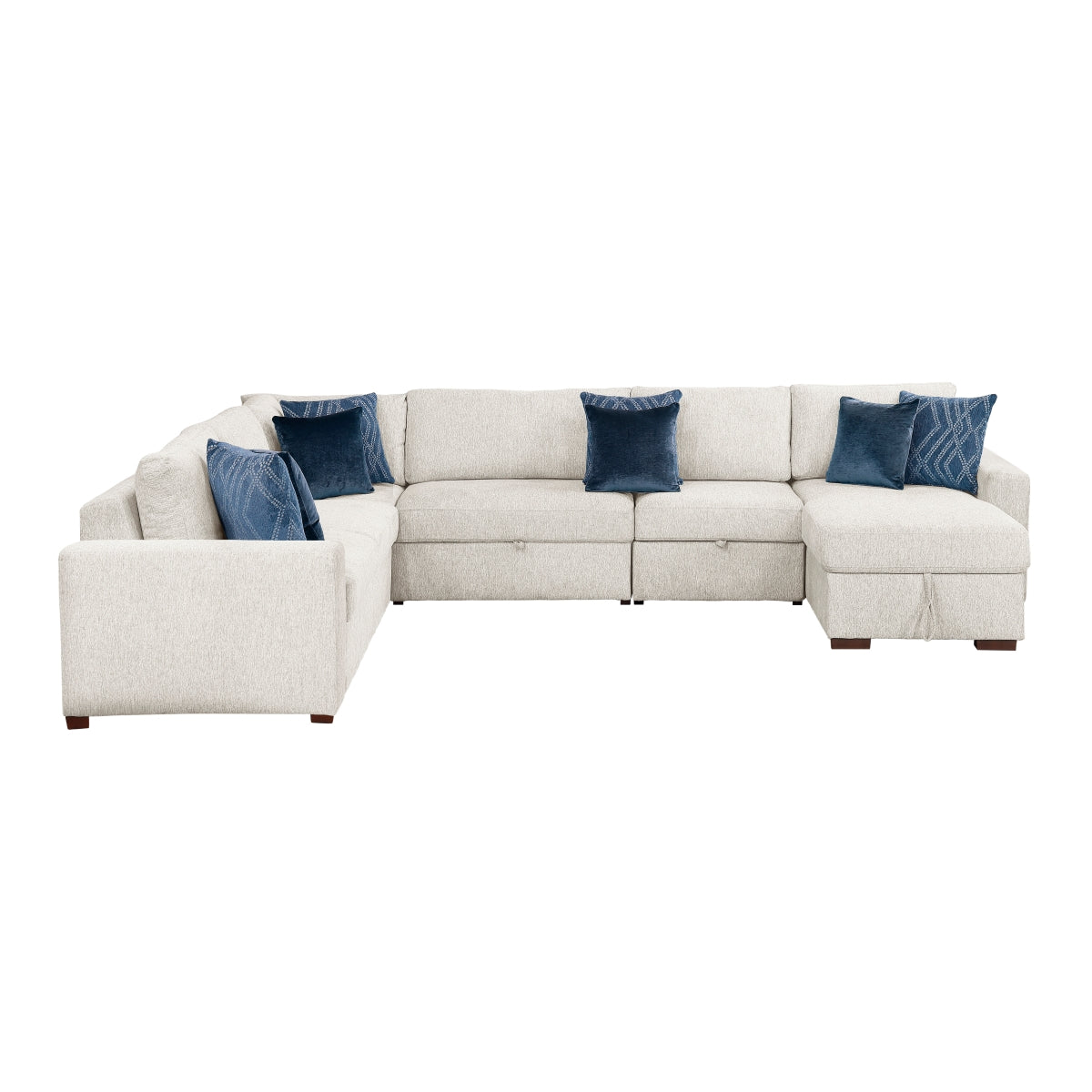 Isla 5-Piece Sectional with Reversible Chaise, Pull-out Bed, Hidden Storage and Click Motion Back