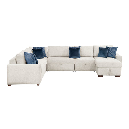 Isla 5-Piece Sectional with Reversible Chaise, Pull-out Bed, Hidden Storage and Click Motion Back