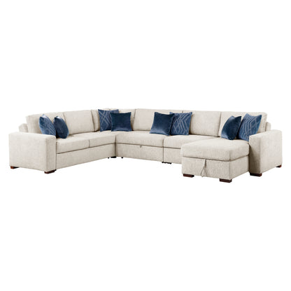 Isla 5-Piece Sectional with Reversible Chaise, Pull-out Bed, Hidden Storage and Click Motion Back