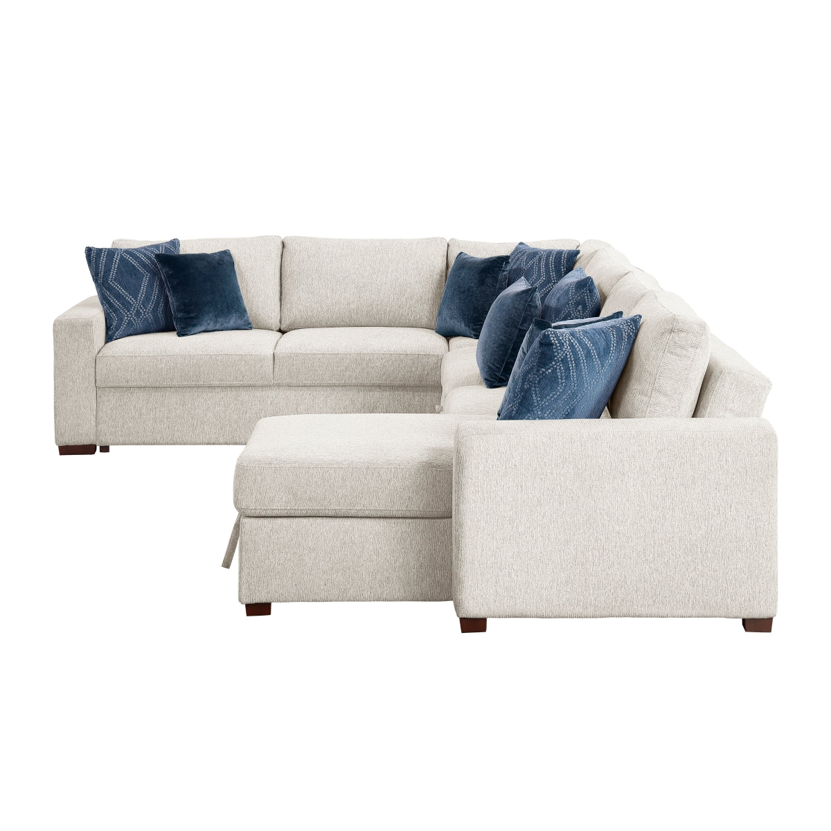 Isla 5-Piece Sectional with Reversible Chaise, Pull-out Bed, Hidden Storage and Click Motion Back