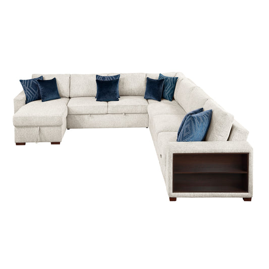 Isla 5-Piece Sectional with Reversible Chaise, Pull-out Bed, Hidden Storage and Click Motion Back