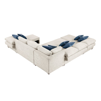 Isla 5-Piece Sectional with Reversible Chaise, Pull-out Bed, Hidden Storage and Click Motion Back