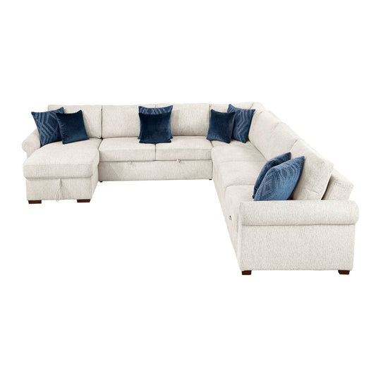 Isla 5-Piece Sectional with Reversible Chaise, Pull-out Bed, Hidden Storage and Click Motion Back