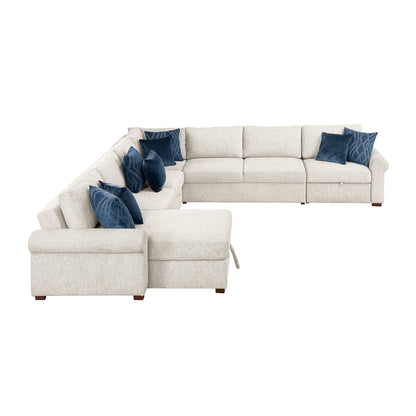 Isla 5-Piece Sectional with Reversible Chaise, Pull-out Bed, Hidden Storage and Click Motion Back