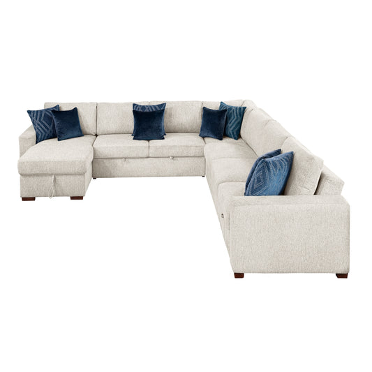 Isla 5-Piece Sectional with Reversible Chaise, Pull-out Bed, Hidden Storage and Click Motion Back