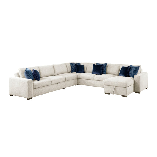 Isla 5-Piece Sectional with Reversible Chaise, Pull-out Bed and Hidden Storage