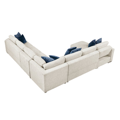 Isla 5-Piece Sectional with Convertible and Reversible Chaise, Hidden Storage, Click Motion Back