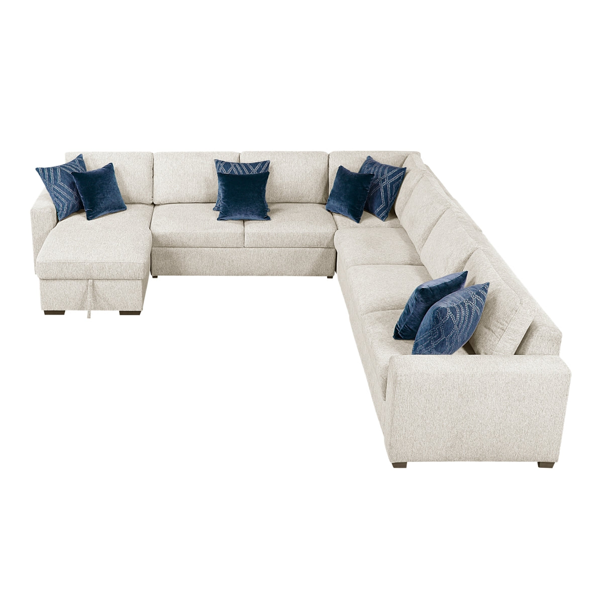 Isla 5-Piece Sectional with Convertible and Reversible Chaise, Hidden Storage, Click Motion Back