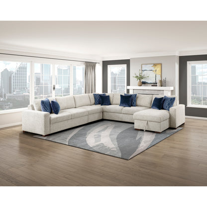 Isla 5-Piece Sectional with Convertible and Reversible Chaise, Hidden Storage, Click Motion Back