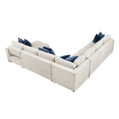Isla 5-Piece Sectional with Convertible and Reversible Chaise, Hidden Storage, Click Motion Back