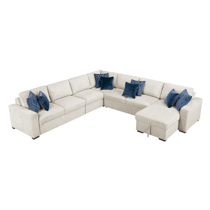 Isla 5-Piece Sectional with Convertible and Reversible Chaise, Hidden Storage, Click Motion Back