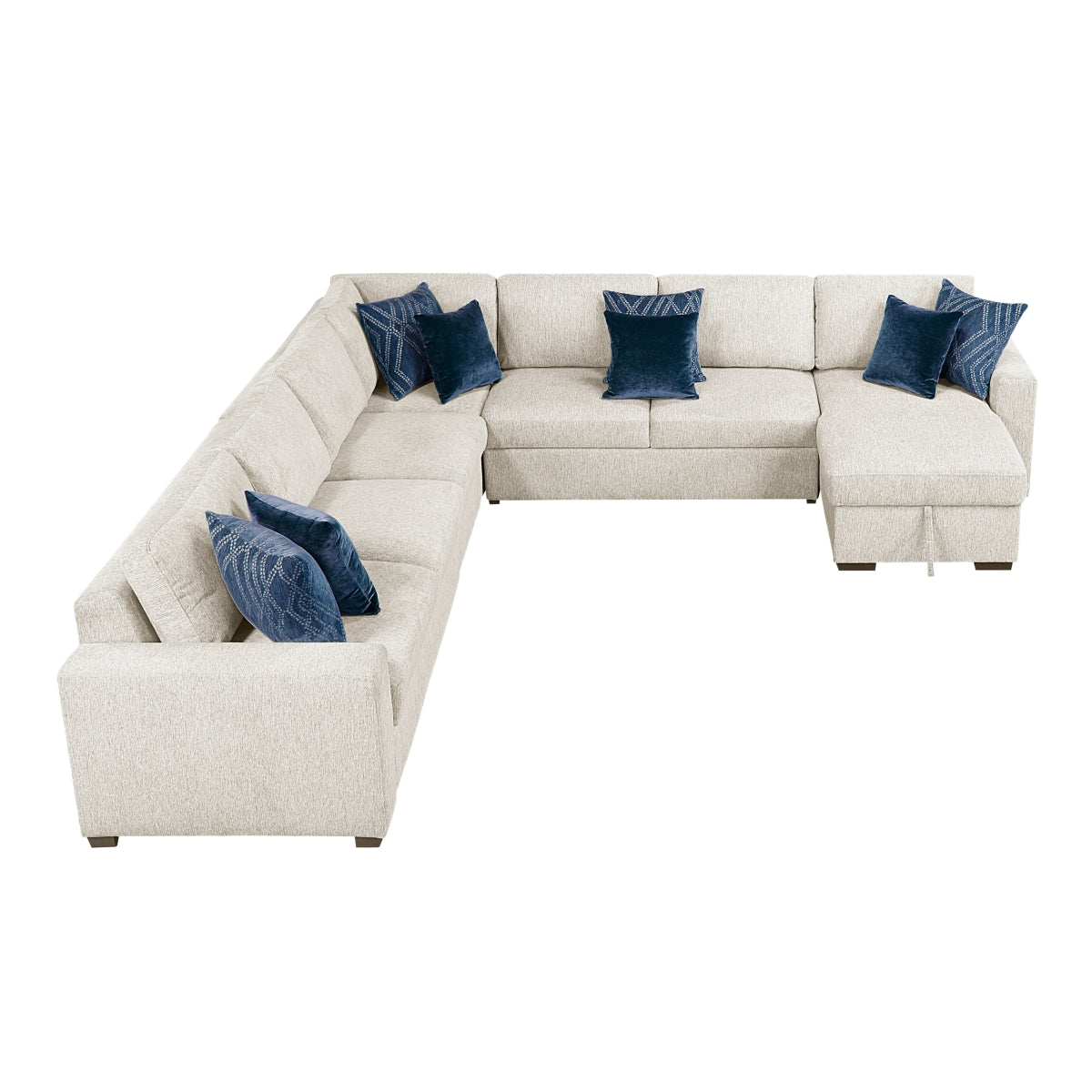 Isla 5-Piece Sectional with Convertible and Reversible Chaise, Hidden Storage, Click Motion Back