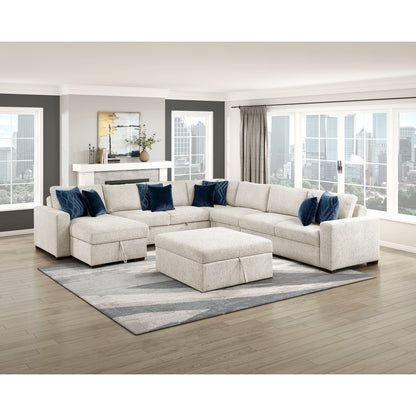 Isla 6-Piece Sectional with Reversible Chaise, Pull-out Bed, Hidden Storage and Ottoman
