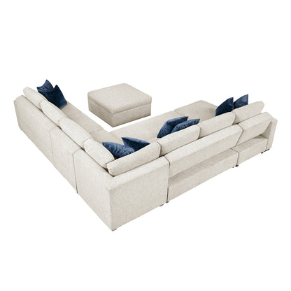 Isla 6-Piece Sectional with Reversible Chaise, Pull-out Bed, Hidden Storage and Ottoman