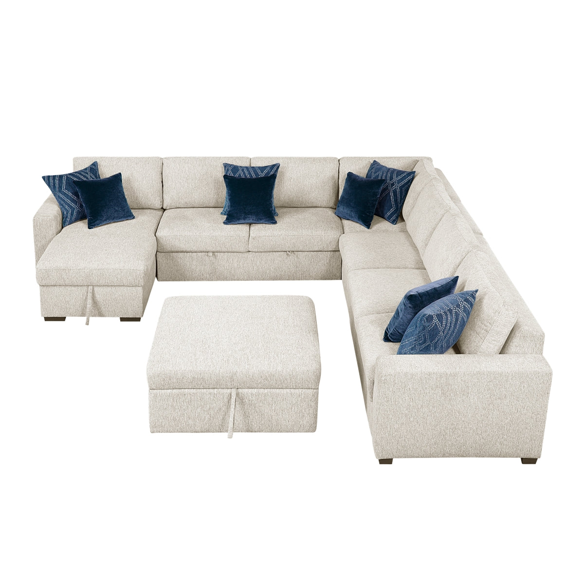 Isla 6-Piece Sectional with Reversible Chaise, Pull-out Bed, Hidden Storage and Ottoman