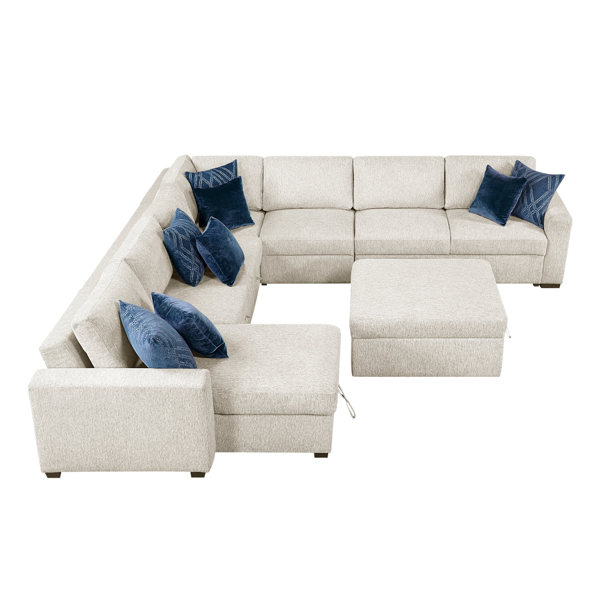 Isla 6-Piece Sectional with Reversible Chaise, Pull-out Bed, Hidden Storage and Ottoman