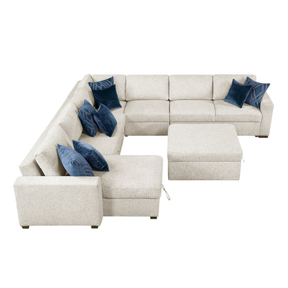 Isla 6-Piece Sectional with Reversible Chaise, Pull-out Bed, Hidden Storage and Ottoman