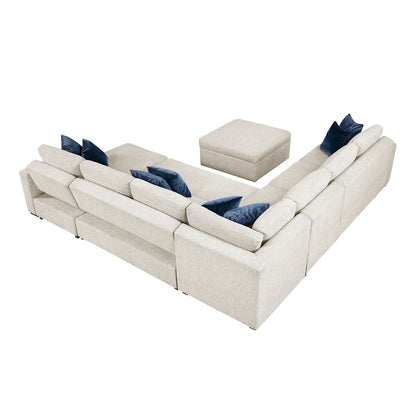 Isla 6-Piece Sectional with Reversible Chaise, Pull-out Bed, Hidden Storage and Ottoman