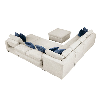 Isla 6-Piece Sectional with Reversible Chaise, Pull-out Bed, Hidden Storage and Ottoman